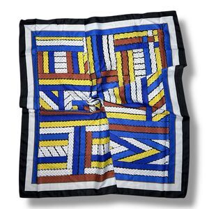 Blue Head Scarf Geometry 35” X 35” Boho Hair Scarf Neck Scarf Gift